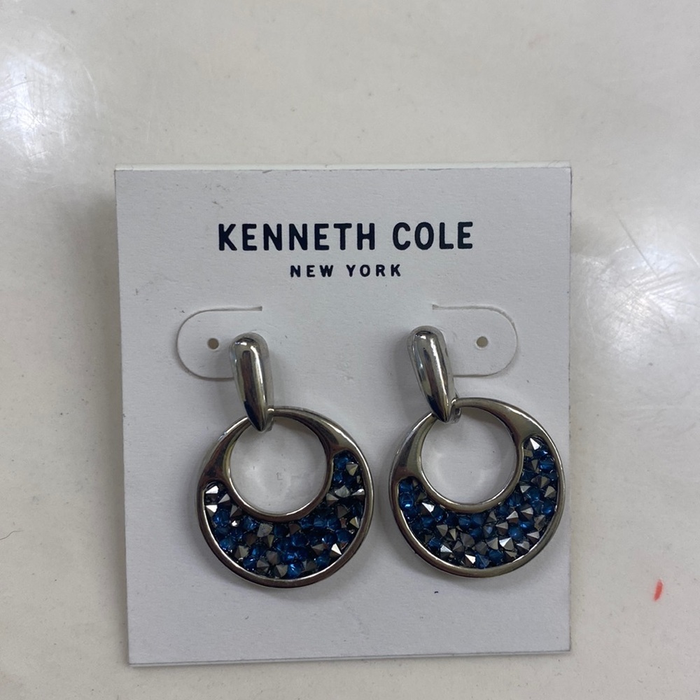 Kenneth Cole blue earrings with silver